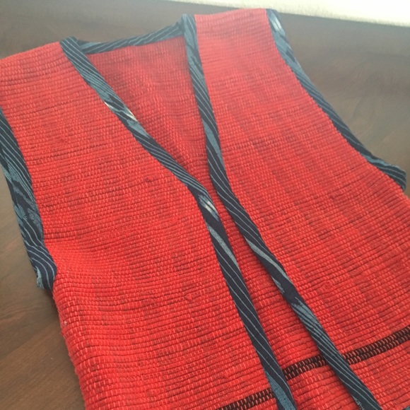 ❤️UNIQUE VEST Red Cotton Rag ~ Wave Blue Piping🌊 - Picture 2 of 8